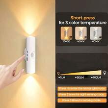 1/2/3/4/6pcs Dual-Head Cat Eye Sensor Wall Light USB Rechargeable RGB Night Light 3/7 Color Modes Stepless Dimming Suitable For Bedroom/Staircase/Wardrobe Modern Aesthetic Spotlight - Multicolor - View 10