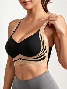 Soft Seamless Lightweight Push-Up Bra, Lift Large Bust, Elegant And Comfortable - Black - View 4
