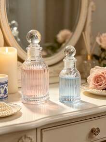 6/3/1pc Creative Vertical Striped Glass Perfume Spray Bottle, Suitable For Home-Made Perfume Sample Gift Packaging Display Bottle, Business Travel Outdoor Makeup Moisturizing Spray Bottle, Minimalist Portable Large Capacity Travel Refillable Bottle, Refillable Bottle And Storage Bottle - Multicolor - View 2