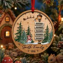 Custom Wooden Family Name Christmas Ornament, Personalized 2-5 Names Winter Signpost Decor, Rustic Snowman Forest Style, Customized Door And Wall Hanging, Customizable Christmas Tree Ornament, 2026 Family Keepsake, Wood Street Sign, Holiday Gift - Style C - View 6