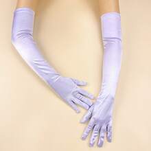 1 Pair Extra Long Stretch Satin Touchscreen Gloves For Wedding Bride Bridesmaid Etiquette Evening Party Banquet Stage Performance - Mauve Purple - View 1