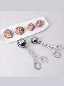 1pc Multifunctional Stainless Steel Meatball Spoon - Household Fish Ball Machine Meatball Squeezer Ice Cream Ball Clip Kitchen Tools Rice Ball Mold - Multicolor - View 7