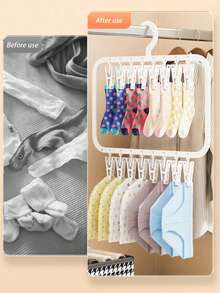 Space Saving Clip Hangers, Multifunctional Laundry Drying Rack With Clips, Hanging Organizer For Socks, Underwear, Shoes, Pants & Small Items, Closet, Bathroom, Dorm & Home Storage - White - View 6