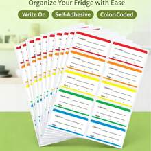 10pcs Refrigerator Classification Label Stickers, Large Capacity Multi-Pack, Highly Attractive Fresh Colorful Border, Portable Easy-Tear Writable Food Ingredient Classification Date Marking, Kitchen Fresh-Keeping Bags Fresh-Keeping Boxes Freezer Refrigerator Storage, Writable Refrigerator Classification Labels - A - View 3