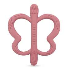 1pc Silicone Baby Butterfly Teether, Multiple Textures To Relieve Baby Teething Discomfort, Teething Stick Design Easy For Baby's Small Hands To Grip, One-Piece Design With No Dead Corners Easy To Clean, Bright Colors And Soft Material Baby's Favorite Teething Toy - Multicolor - View 10