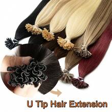 U-Tip Fusion Hair Care Nail-Ended Human Hair 1.5 Cm Long Keratin-Ended Straight Hair Bondings 12-20 Inch 50 Strands 30G - Natural Black - View 2