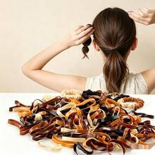 456 Pcs Mixed Brown Disposable Hair Ties, Simple Versatile Hair Bands, Non-Damaging Hair Accessories For Daily Ponytail - Mixed Coffee Color - View 7