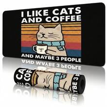 Cute Cat Drinking Coffee Pattern Large Extended Gaming Mouse Pad, Non-Slip Rubber Base, Smooth Glide Surface, Multi-Functional Desk Mat For Computer Office Home Study, Cozy Abstract Desktop Decor - A - View 10