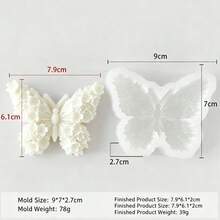 1pc 3D Flower & Butterfly Silicone Candle Mold, Suitable For DIY Aromatherapy Candles, Handmade Soap And Plaster Crafts, Valentine's Day, Wedding, Spring Festival Silicone Mold - A-White - View 7