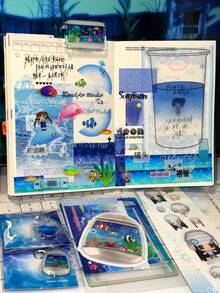 60cm/Roll Cute Retro Y2K Electronic Communication Fish Tank PET Die-Cut Sticker Tape Roll Sample Book, Waterproof Transparent Decorative Tape, Suitable For Goo Cards, Planner, Scrapbook, Photo Card DIY Crafts - Square - View 4