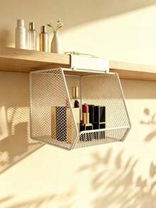 Mirror Cabinet Hanging Iron Storage Rack Makeup Organizer Bathroom Vanity Organizer Mesh Basket Storage Solution Wall Mounted Cabinet Kitchen Organizer Home Organization Storage Shelves - View 7