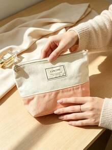 Lancôme Lancome Two‑Tone Fabric Cosmetic Pouch, Zipper Makeup Bag With Brand Label And Rose‑Shaped Zipper Pull, Portable And Durable For Travel, Suitable For Personal Use And Gift Giving, LANCOME‑GIFT‑20 - Red - View 8