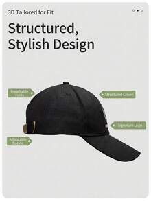 XIONGMAO Cotton Baseball Cap, Black Extended Brim Sun Hat, Casual Adjustable Sports Cap For Larger Head Sizes - Black - View 3