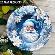 Classic Christmas Wooden Hanging Decor Blue Santa Claus Snowflake Flower Cave Pattern Wooden Home Hanging - A - View 7