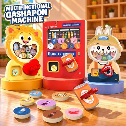 1 Set Lion Eating Animals Wooden Busy Board Toy, Can Be Used As Refrigerator Magnet Or Hanging Ornament, Children Matching Cognitive Educational Early Learning Wooden Toy