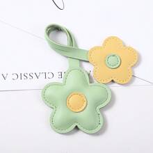 1Pc PU Leather Flower Bag Charm, Color‑Block Floral Pendant, Backpack & Handbag Hanging Decoration, Christmas Gift - Multicolor - View 8
