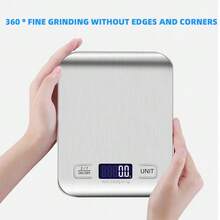 10000g-1g Precision Electronic Kitchen Scale, Compact Design With LCD Display, AAA Battery Powered, ABS Material, Hook Design For Easy Placement, Suction Cup Base For Added Stability, Suitable For Home And Office Use - Silver - View 5
