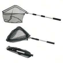 1pc Aluminum Alloy Telescopic Fishing Net, Triangular Mesh Design, Essential Tool For Freshwater/Saltwater Fishing, Suitable For Catching Shrimp, Crab, Fish, Fishing Accessory, Ideal Choice For Outdoor Fishing - White - View 1