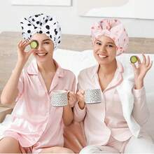 Women's Shower Cap, Fashionable Waterproof Bath Cap, Soft Multi-Functional Hair Cap, Bowknot Elastic Band Hair Cap - Multicolor - View 3