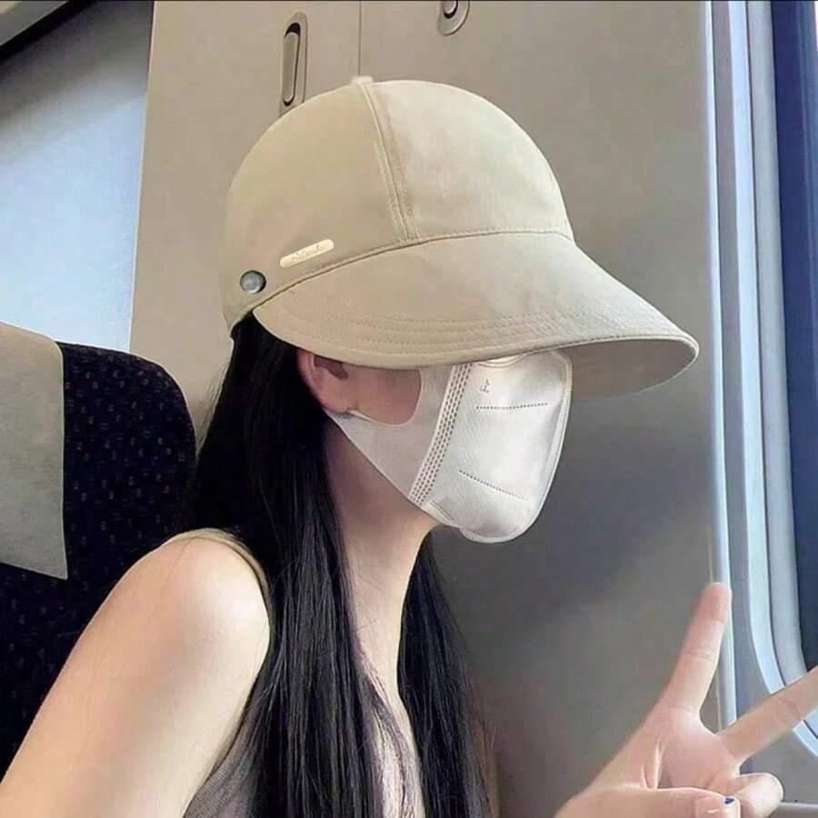 1pc Women's Straw Bucket Hat, Sun Protection Beach Hat For Travel, Fashionable Multi-Functional, Daily Wear, Holiday Gift - Wide Brim - View 1