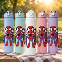 Disney 1pc Cute Cartoon Water Cups, Leak-Proof Plastic Sports Water Bottle, Cute Personalized Gift, Suitable For Outdoor Hiking, School, Office, Perfect Gift - Multicolor - View 1