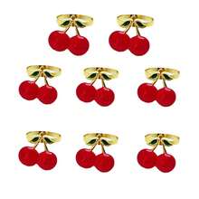 8/12pcs Red Cherry Napkin Rings, Napkin Holders, Napkin Cloth Storage Decoration, Tableware, Home Tabletop Decor, Suitable For Holiday Restaurant Banquet Table Setting Decoration - Red - View 11