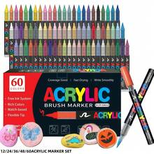 Set Spidol Akrilik Profesional untuk Seniman, 24-60 Warna, Ujung Kuas Lembut, Cocok untuk Batu, Kaca, Kayu, dan Bahan Lainnya, Tahan Air. Kembali ke Sekolah, 13 Warna - MultiWarna - View 9