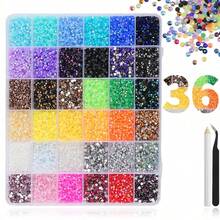 28,000pcs 40 Colors Jelly Rhinestones For Dazzling, Multi-Color Resin Flat Back Gems For Diamond Art, Bedazzler Kit For DIY Book Art - 36 Grids - View 1