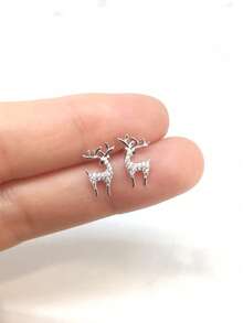 1 Pair Charming Cubic Zirconia Stud Earrings, Women's Christmas Party Accessory Gift - Silver - View 2