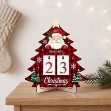 1 Set Wooden 99-Day Christmas Countdown Calendar, Rustic Santa Tree Centerpiece Decoration, Suitable For Home Desktop Display, Marked With Christmas Countdown Dates, Perfect Gift For Friends On Christmas And Halloween, Christmas Dining Table Centerpiece Calendar - A - View 3