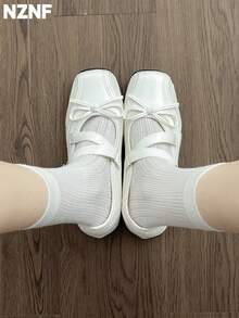 NZNF Premium Flat German Training Shoes For Women, New Autumn Versatile Sports Sneakers To Match Skirts - White - View 6