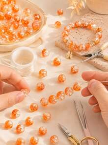 20/50/100pcs Halloween Glass Beads For Jewelry Making Accessories, 10mm Sparkling Gradient Explosion Glass Bead For DIY Earrings Bracelets Necklace - Orange - View 2