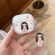 Strawberry Flower Small Jade Earphone Case Compatible With AirPods Case 2/3/4/Pro/Pro2/Pro3, Anti-Drop Earphone Case, With Pendant, Unisex Gift, Commuting Accessory, Fashion Creative, Combining Aesthetics And Practicality - White - View 3