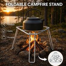 Foldable Campfire Tripod, Thick Galvanized Steel Triangle Stable Pot Hanging & BBQ Rack, No Assembly Required, Ready To Use, Suitable For Outdoor Camping, Picnic & Cooking - Multicolor - View 1