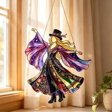 1pc Witchy Rock Muse Acrylic Suncatcher Mystical Witch Style (Random Hanging Rope) - Multicolor - View 6