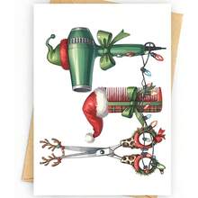 1PC-Unique Hairstylist Christmas Greeting Card With Envelope, Suitable For New Year And Special Occasions, Multi-Occasion Greeting Card, Christmas Thank You Card For Hairstylist - A - View 6