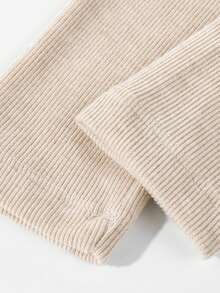 Elegant 2 Pieces Set Short Hooded 2 In 1 Knit Top With High-Waist Draped Casual Pants For Early Autumn Travel And Vacation - Apricot - View 6