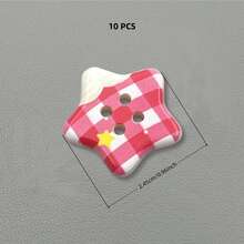 10/16/32 Pcs 0.96 Inch Multi-Color Cartoon Star Plaid Printed Resin Buttons, Plastic Sewing Buttons, Suitable For Knitting, DIY Clothing, Crafts, Art Supplies, Sewing Accessories - 2.45cm Star - View 28