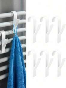 1/4/8pcs Bathroom Radiator Hooks, Bathrobe Hooks, Bathroom Storage Rack, Clothing Hooks, Large Capacity Accessories, Easy Install Wall-Mounted Clothing Hooks, Space-Saving, Sturdy, No Drilling Required - Multicolor - View 4