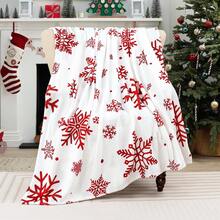Christmas Snowflake Print Fleece Blanket, Holiday Theme Home Decor, Soft Warm Comfortable, Suitable For Winter Bedding, Sofa Throw And Gift - Multicolor - View 10