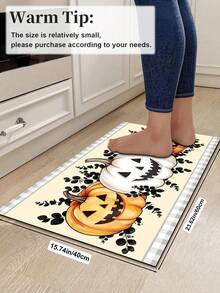 1/2pcs Halloween Pumpkin Pattern, Autumn Vintage Diatomaceous Earth Mat, Super Absorbent, Non-Slip, Perfect For Bathroom, Kitchen And Dining Room, Quick Dry, Ideal Gift For Home Decor And Bathroom Mat - Multicolor - View 13