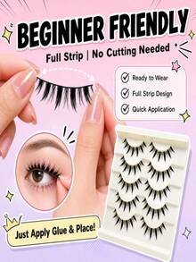 5 Pairs Cartoon Full Strip False Eyelashes, Lightweight And Delicate Synthetic Fiber, Self-Adhesive Strip No Glue Needed - Washable And Reusable, Quick Application For Thick Wild Cartoon Eyes, Suitable For Daily Hot Girl Makeup - View 7
