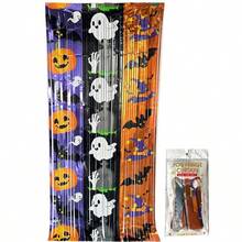 Halloween Bat Pumpkin Ghost Tinsel Curtain Party Background Decoration Photo Prop - Multicolor - View 10