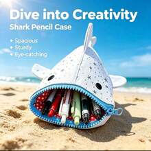 1/2pcs Cute Ocean Fish‑Shaped Pencil Case & Mini Coin Purse Set, Multi‑Purpose Zipper Storage Pouch For Stationery, Earphones, Keys & Small Essentials, Portable Lightweight Makeup Organizer Bag For Travel, School, Daily Use, Sea‑Animal Design - Multicolor - View 5