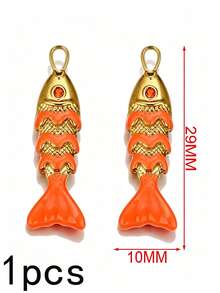 1 buah Liontin Ikan Enamel Gaya Laut Bohemian untuk Pembuatan Perhiasan, Liontin Ikan Warna-warni Stainless Steel untuk Perlengkapan Kalung dan Anting DIY - Liontin ikan - View 18