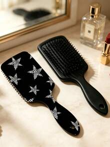 1pc Vortex Star Print Air Cushion Comb, Portable Black Air Cushion Comb - Black - View 6