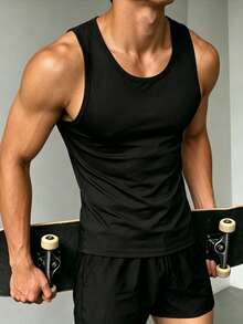 ZYNTH BALENO Men's Summer Sports Fitness Sleeveless Vest, Basketball Running Casual Sportswear Muscle Shirt Black - Black - View 3
