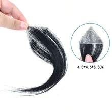Unisex Front Hairline Bangs & Sideburns Hair Piece, Invisible Bald Spot Cover Hair Patch For Men - Black - View 13