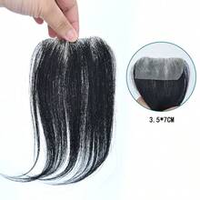 Unisex Front Hairline Bangs & Sideburns Hair Piece, Invisible Bald Spot Cover Hair Patch For Men - Black - View 18