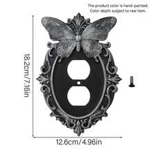 1PC 3D Printed Premium Plastic Gothic Butterfly Light Switch Plate, Dark Vintage Frame Decorative Switch Panel, Halloween Home Atmosphere Switch Sticker Suitable For Entryway, Study Room Decor - Black Silver - View 9